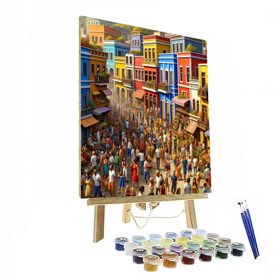 Colorful Village Streets Number Painting