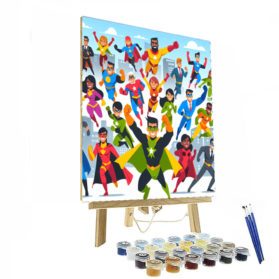 Dynamic Action Heroes Painting By Numbers Kit