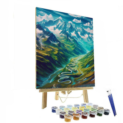 Winding Mountain Path Painting Number Kit