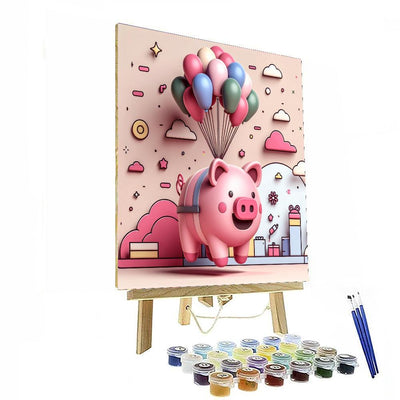 Silly Balloon Pig DIY Paint By Numbers