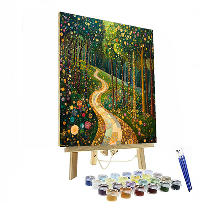 Gustav Klimt Inspired Whimsical Forest Path  Numbered Painting Kits