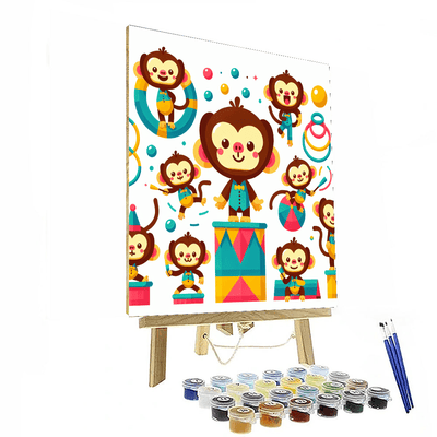 Mischievous Monkey Circus Painting Number Kit