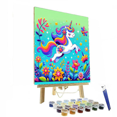 Magical Unicorn In A Flower Field Paint By Numbers Art