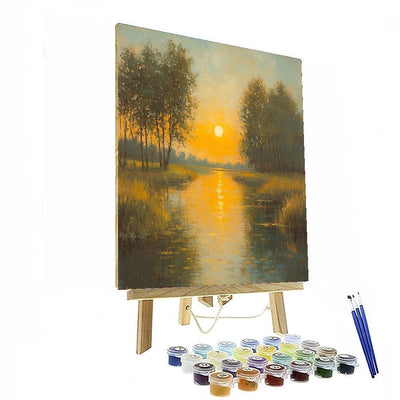 Claude Monet Inspired Monet's Golden Dusk  Numbered Painting Kits