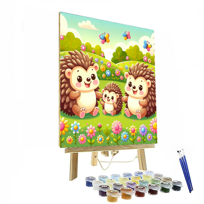 Happy Hedgehog Family Paint By Numbers Art