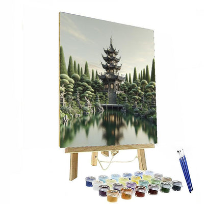 Exotic Asian Pagoda Scene DIY Paint By Numbers