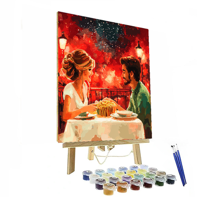 Lady And Tramp's Spaghetti Dinner - Disney Inspired Paint By Color