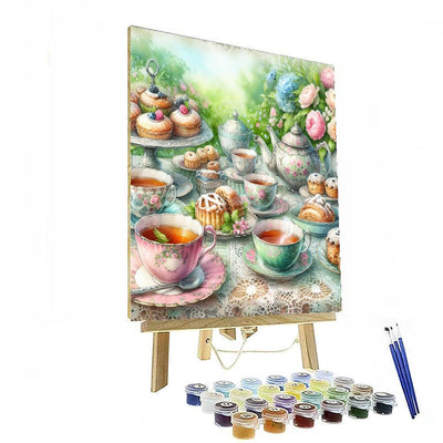 Vintage Tea Party Scene Paint By Numbers Art