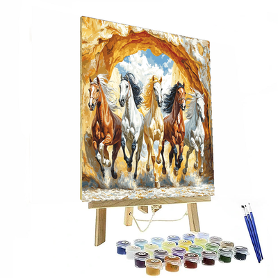 Michelangelo Inspired Michelangelo's Majestic Horses  Paint By Numbers Kits