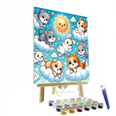 Cuddly Creatures In The Clouds Numbered Painting Kits