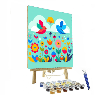 Garden Harmony With Fluttering Birds Numbered Painting Kits