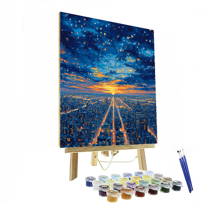 René Magritte Inspired Surreal City Lights  DIY Paint By Numbers