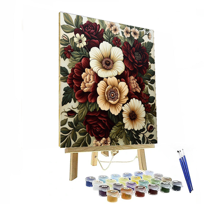 William Morris Inspired Victorian Elegance Bouquet  Paint By Color