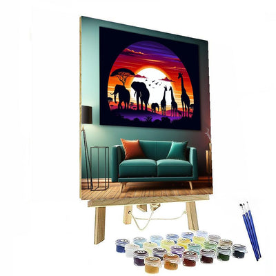 Safari Sunset Silhouettes Painting By Numbers Kit