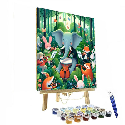 Whimsical Animal Orchestra Number Painting