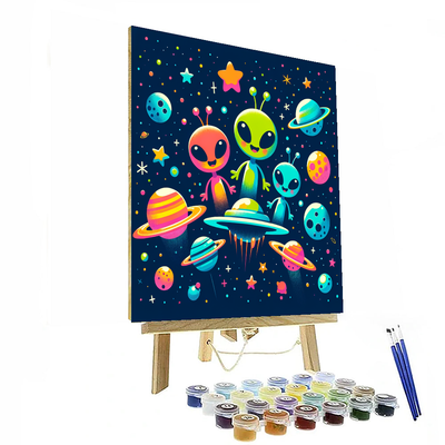 Space Adventure With Alien Friends Number Painting