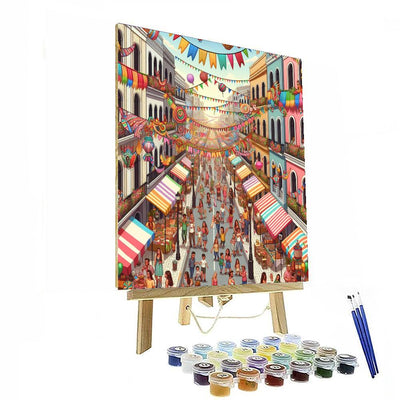 Vibrant Street Festival Paint By Numbers Art