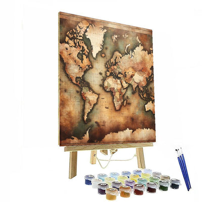 Vintage World Map Adventure Number Painting