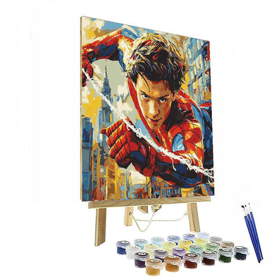 Tom Holland: Swinging Into Action As Spider-man Paint By Numbers Art