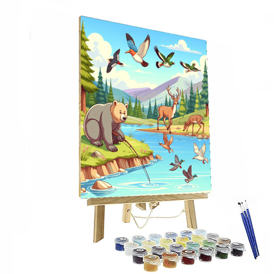 Outdoor Wildlife Encounters Number Painting