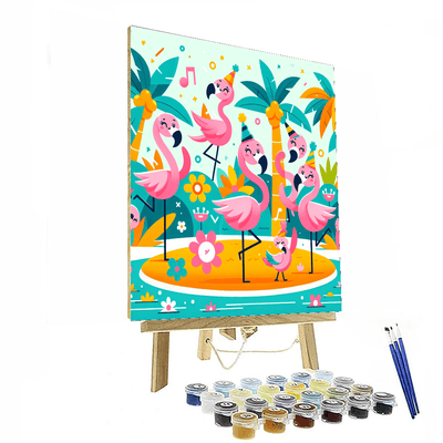 Funny Flamingo Fiesta Paint By Numbers Kits