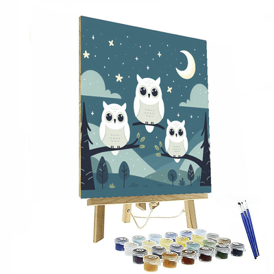 Starry Night With Singing Owls Numbered Painting Kits