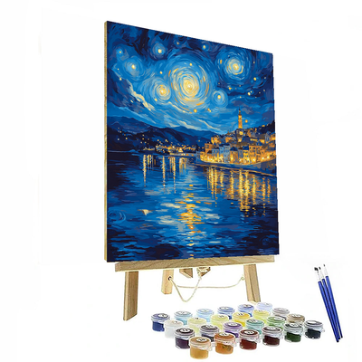 Vincent Van Gogh Inspired Starlit Skyline Reflections  Paint By Color