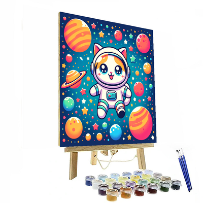 Astronaut Kitty's Space Voyage Paint By Number