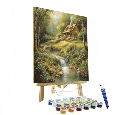 Thomas Kinkade Inspired Lush Retreat  Painting By Numbers Kit