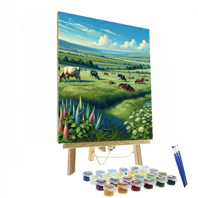 Charming Cow Pasture Paint By Color