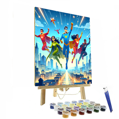 Cool Superheroes Unite Numbered Painting Kits