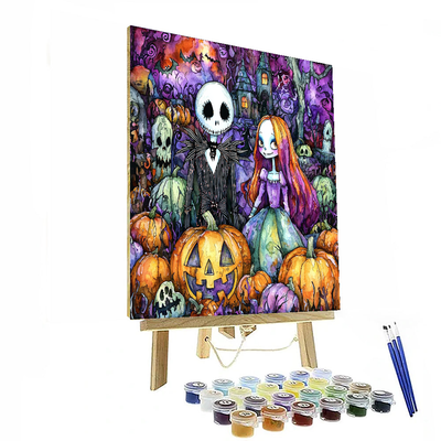 Jack And Sally's Halloween Celebration - Disney Inspired Number Painting