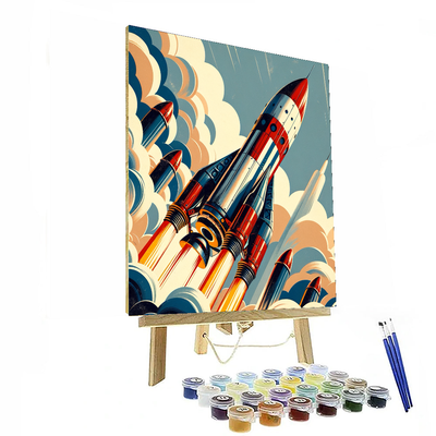 Retro Rocket Launch DIY Paint By Numbers