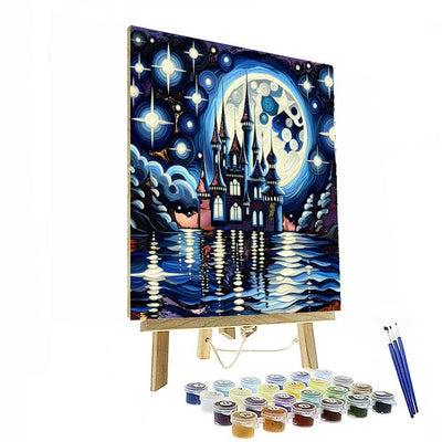 Enchanted Nighttime Castle Painting Number Kit