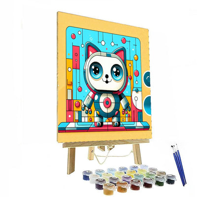 Friendly Robot Cat Painting By Numbers Kit