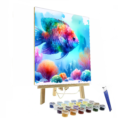 Glistening Rainbow Fish Paint By Numbers