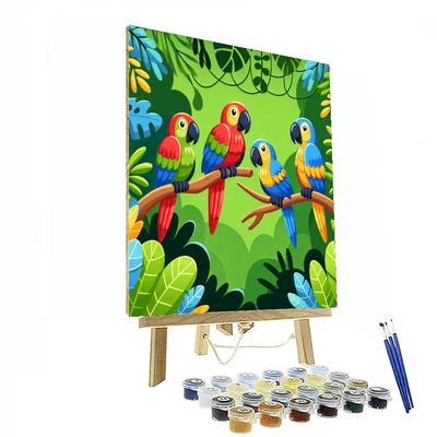 Jungle Explorer With Parrots Number Painting