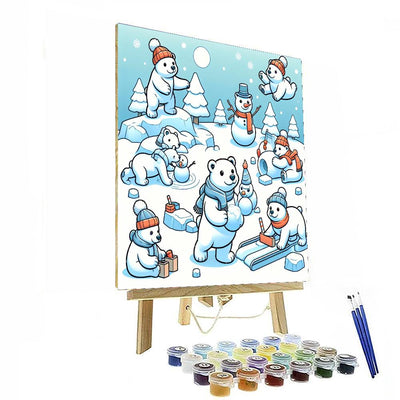 Winter Polar Bear Party DIY Paint By Numbers