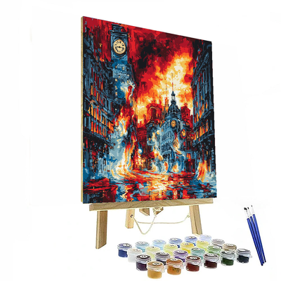 Salvador Dali Inspired Fantastical Metropolis Dreamscape  Numbered Painting Kits