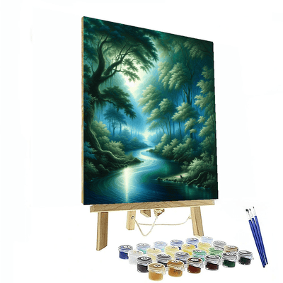 Mystical Forest Stream Painting Number Kit