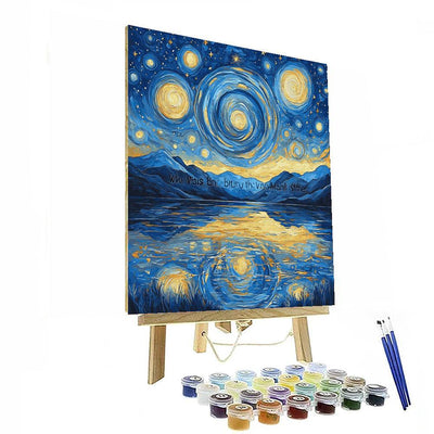 Vincent Van Gogh Inspired Starry Mountain Reflections  Numbered Painting Kits