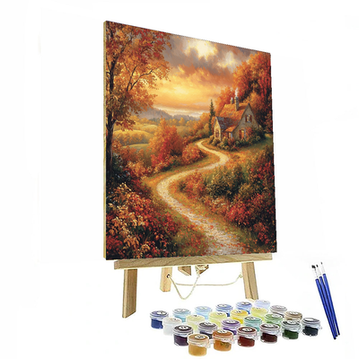 Thomas Kinkade Inspired Autumn In The Countryside  Painting By Numbers Kit