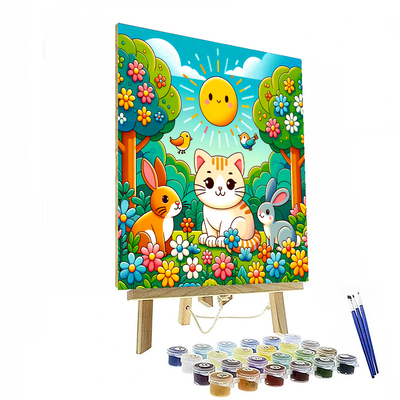 Curious Cat And Friends Painting By Numbers Kit