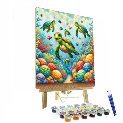 Fanciful Sea Turtles DIY Paint By Numbers