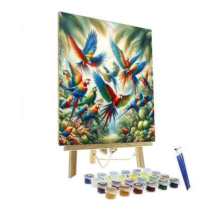 Fiery Fiesta Parrots Paint By Number