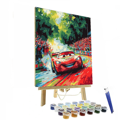 Lightning Mcqueen's Speedy Showdown - Disney Inspired Paint By Numbers Art