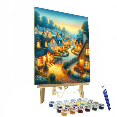 Charming Village At Dusk Paint By Number