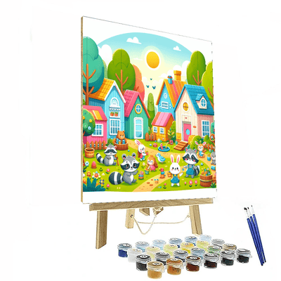 Charming Animal Village Paint By Numbers