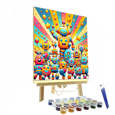 Whimsical Robot Parade Paint By Numbers Kits