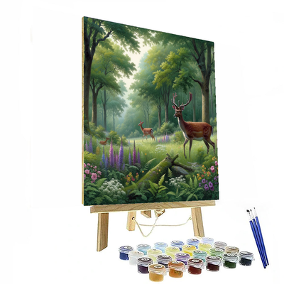 Charming Woodland Scene With Deer Numbered Painting Kits